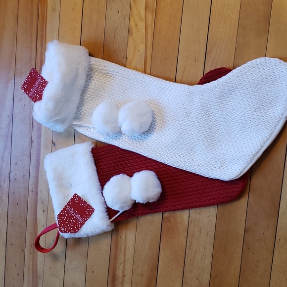 Yankee Candle Other - Set of 2 Yankee Candle Stockings 16L x 6w one red and one cream